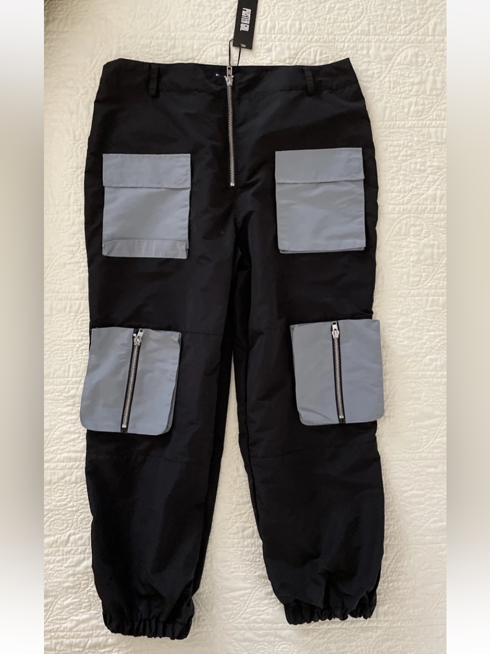 NWT Dolls Kill POSTER GIRL PLUS STONE GET REAL CARGO BLACK & GRAY PANTS Sz 1X